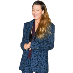 Blake Lively Blue Printed Coat