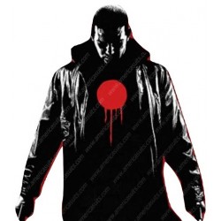 Bloodshot Black Leather Coat