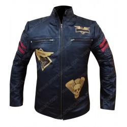 Zipper Blue Leather Jacket