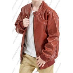 Boys Faux Leather Jacket Trendy Stand Collar