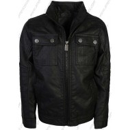 Boys Officer Black Leather Jacket