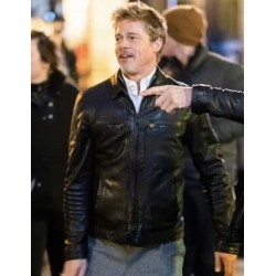 Brad Pitt Wolfs 2024 Leather Jacket