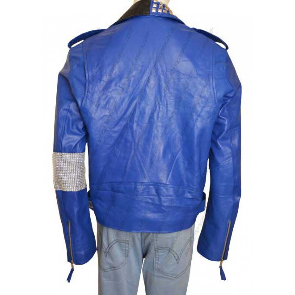 Brian Kendrick Blue Leather Jacket | americasuits.com