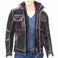 Brown Distressed Modified Leather Jacket