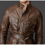 Men's Brown Leather Jacket Waxed