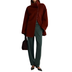 Brown Wool Blend Belted Coat