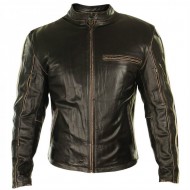 Cafe Racer Brown Leather Jacket For Men