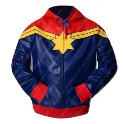 Captain Marvel Hoodie Leather Jacket