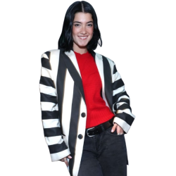 Charli D Amelio Black And White Striped Coat
