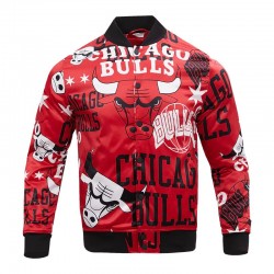 Chicago Bulls AOP Red Satin Jacket