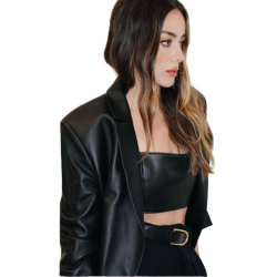 Chloe Bennet Black Leather Coat
