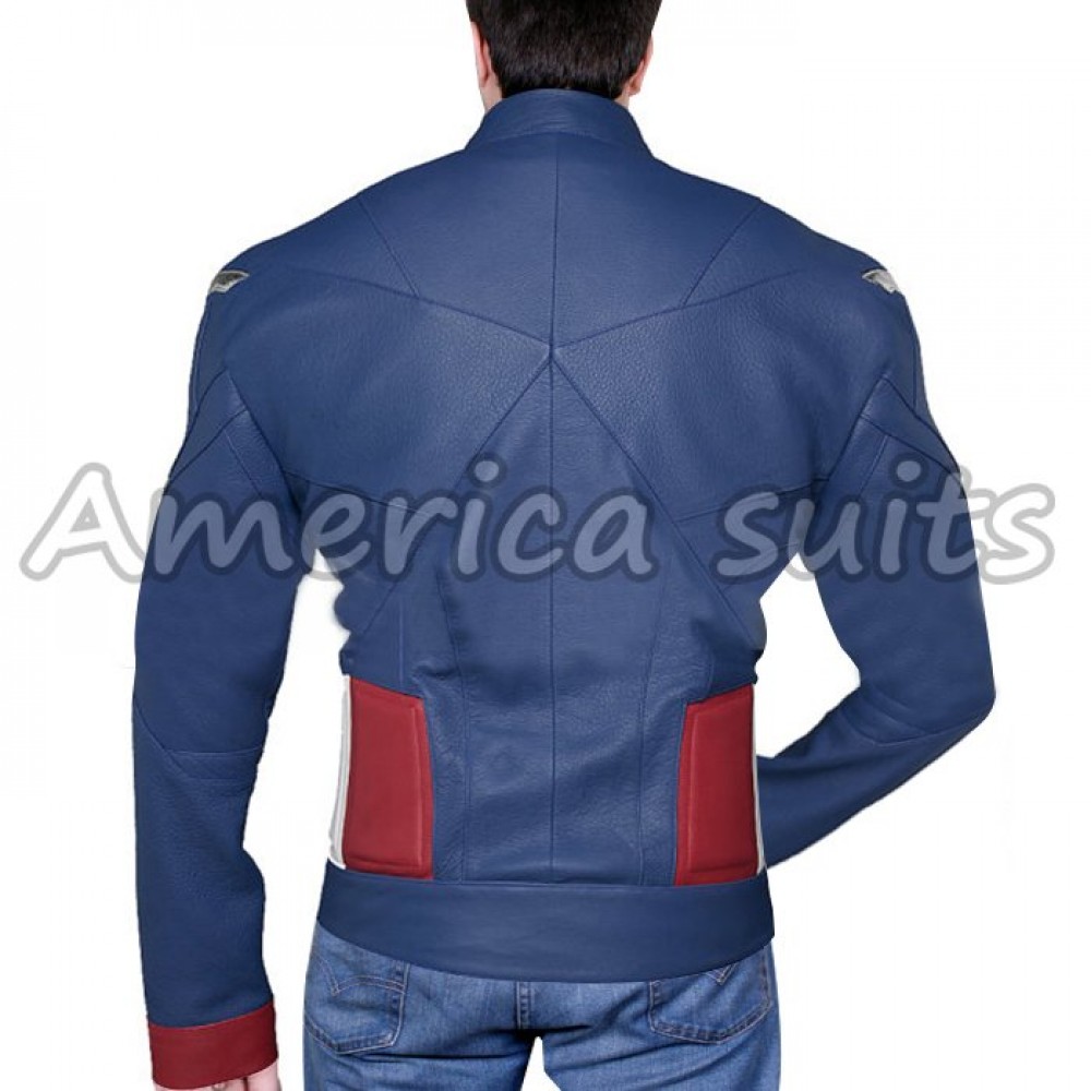 Captain America Chris Evan Blue Leather Jacket
