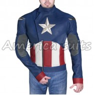 Captain America Chris Evan Blue Leather Jacket