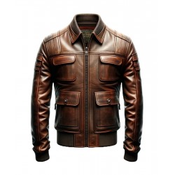 Classic Brown Leather Flight Jacket