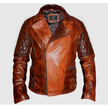 Antique Brown Biker Leather Jacket For Men | americasuits.com
