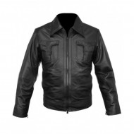 Classic Mens Black Leather Bomber Jacket