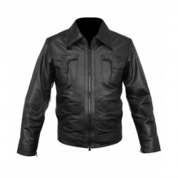 Classic Mens Black Leather Bomber Jacket