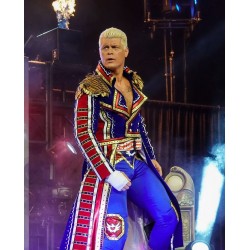 Cody Rhodes Blue Military Leather Coat