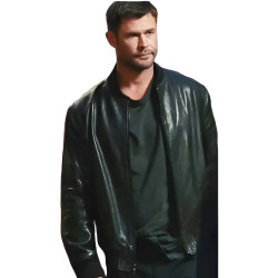 Chris Hemsworth Crime 101 Bomber Leather Jacket Chris Hemsworth Crime 101 Bomber Leather Jacket