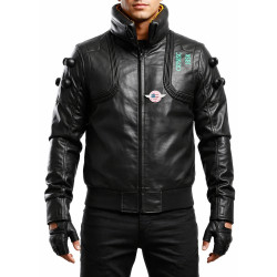 Cyberpunk Night City Samurai Bomber Leather Jacket Unisex