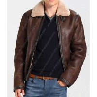 Dark Brown Aviator Leather Jacket