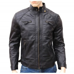 Diamond Classic Quilted Black Leather Jacket