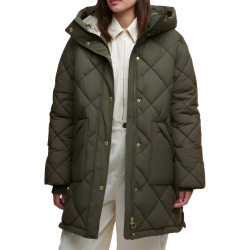 Diamond Quilted Olive Winter Hooded Jacket