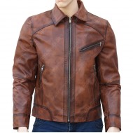Distressed Brown leather Jacket