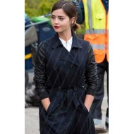 Doctor Who Clara Oswald Leather Sleeves Coat