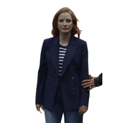 Dreams Jessica Chastain Blue Wool Coat