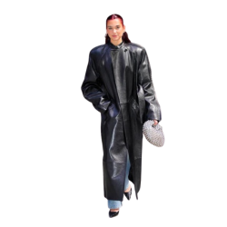 Dua Lipa Leather Trench Coat 
