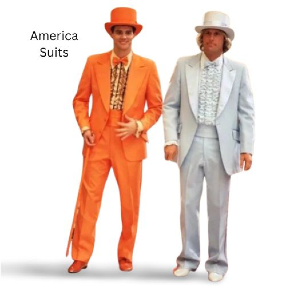 Man Dumpy Dumb and Dumber Suits for Men | Iconic Tuxedo Costumes in Bold Colors