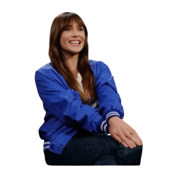 Elizabeth Olsen Jimmy Kimmel Live Blue Varsity Jacket