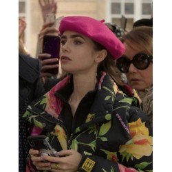 Emily In Paris Lily Collins Floral Puffer Jacket