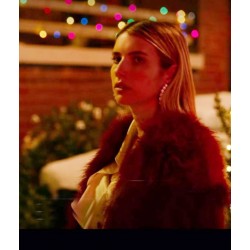 Emma Roberts Holidate Red Fur Coat