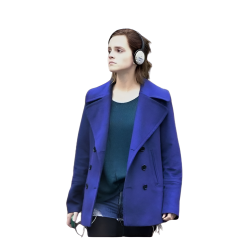 Emma Watson Blue Wool Peacoat