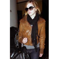 Emma Watson Brown Leather Jacket