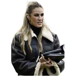Erin Andrews Black Fur Collar Leather Jacket