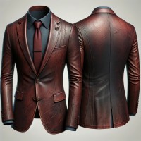 Executive Maroon Leather Blazer for Men