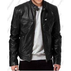 Genuine Black Lambskin Leather Biker Jacket