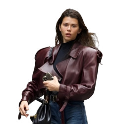 Georgia Fowler Maroon Leather Jacket 