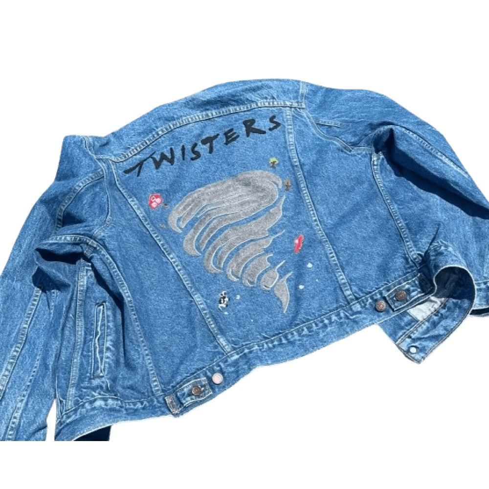 Glen Powell Iconic Twisters Movie Denim Jacket | Glen Powell Twister Jacket