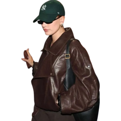 Hailey Bieber Brown Oversized jacket