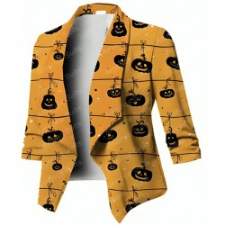 Halloween Pumpkin Printed Blazer