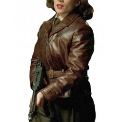 Hayley Atwell Captain America Brown Leather Jacket 
