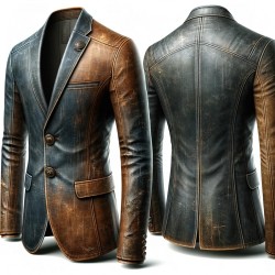 Heritage-Inspired Men's Two-Tone Leather Blazer