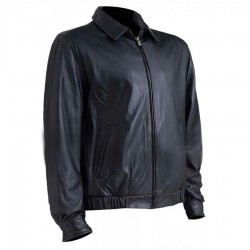 High Quality Black Leather Bomber Jacket Men