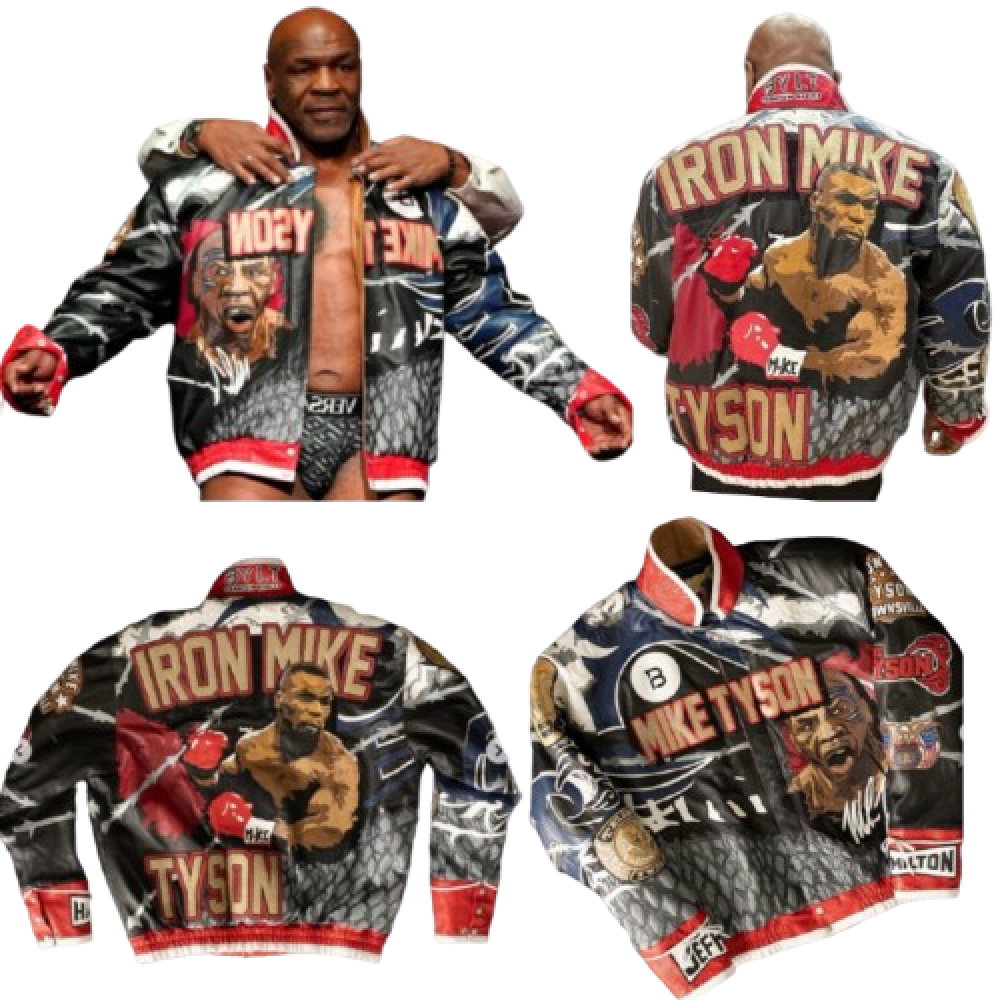 ジャケット・アウター 90s MGM GRAND LEATHER JACKET MIKE TYSON Exclusive MGM GRAND Popeye The Sailor Boxing White Leather Jacket
