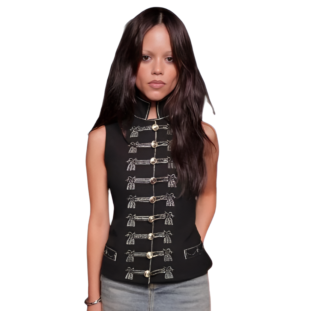 Jenna Ortega Fashion Show Paris Wool Vest | America Suits