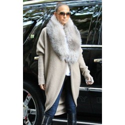 Jennifer Lopez Beige Fur Coat